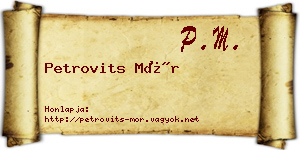 Petrovits Mór névjegykártya